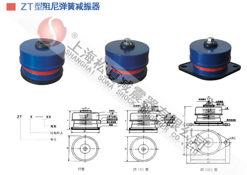 ZT型阻尼彈簧<a href='/' target='_blank'><u>減震器</u></a>型號參數表